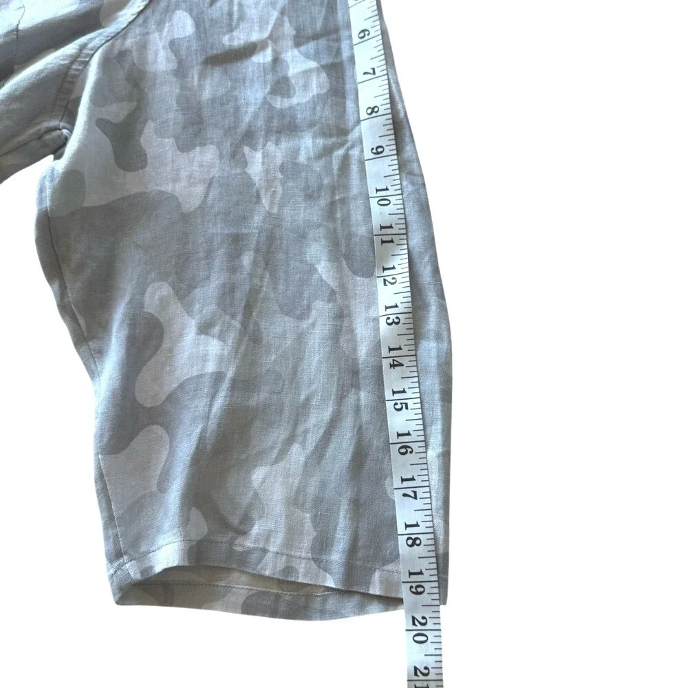 C&C California Linen Camo Hoodie Tunic Top Gray 3X New